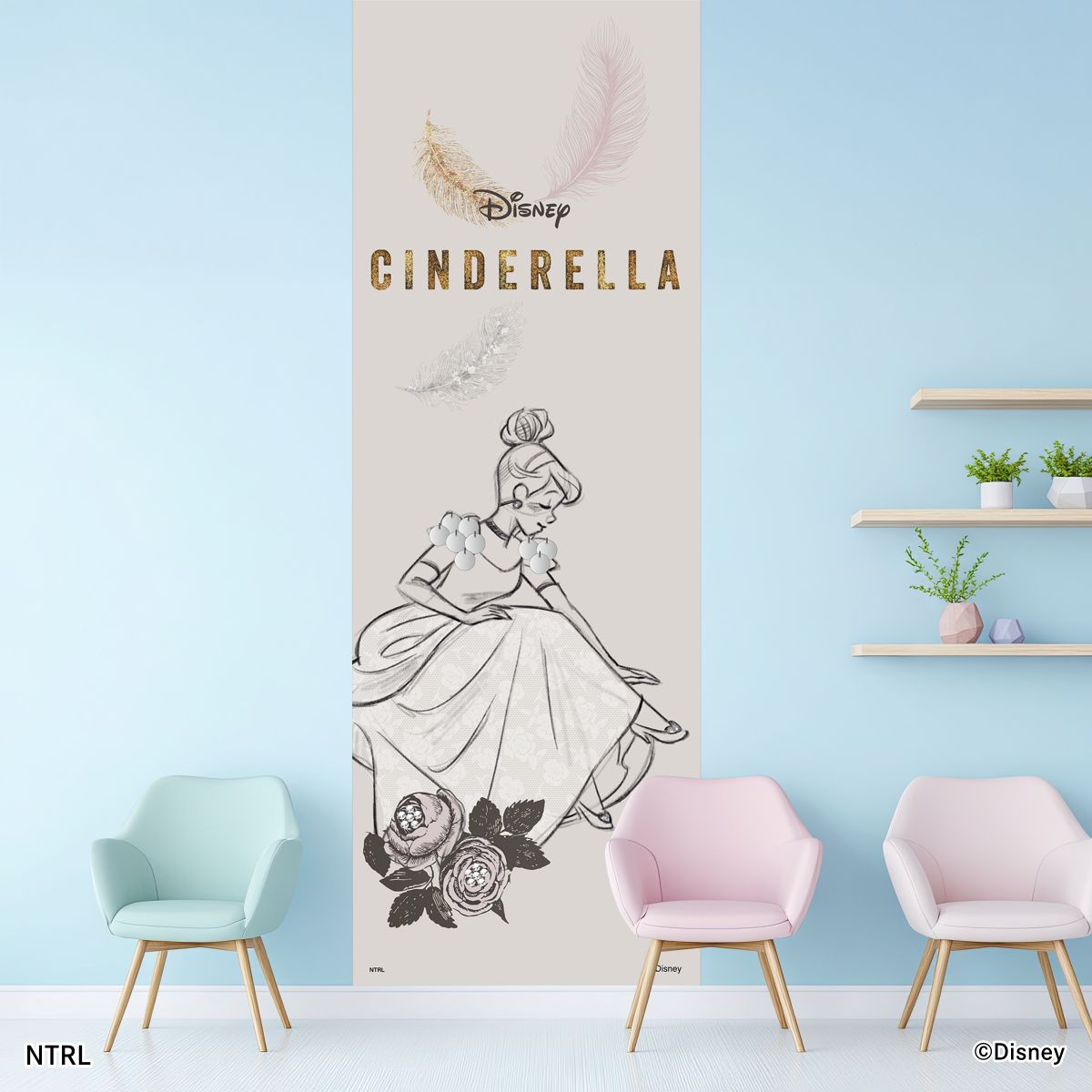 ディズニーキャラクター のりなし壁紙 ディズニープリンセス シンデレラ２ NTLP-007W のり貼りタイプ 幅約97cm×長さ約265cm 1枚入り
