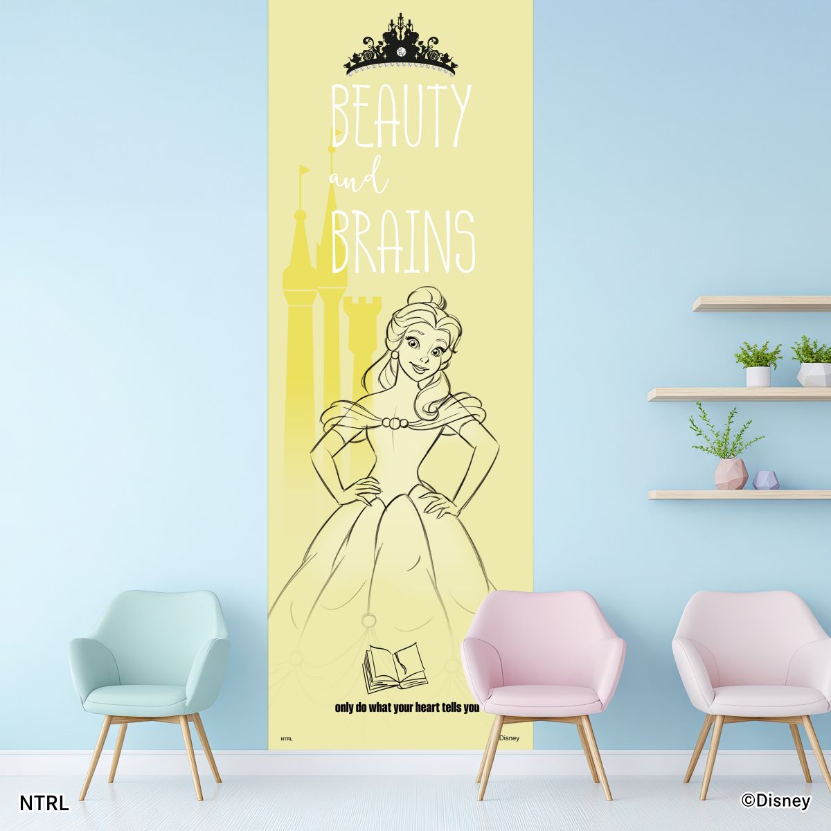 ディズニーキャラクター のりなし壁紙 ディズニープリンセス ベル NTLP-006W のり貼りタイプ 幅約97cm×長さ約265cm 1枚入り