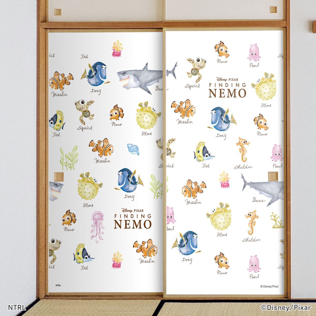 ディズニーキャラクター ピクサー ふすま紙 ファインディング・ニモ  NTLX-005F 水で貼るタイプ 再湿 襖紙 幅約92cm×長さ約182cm 2枚1組 アサヒペン