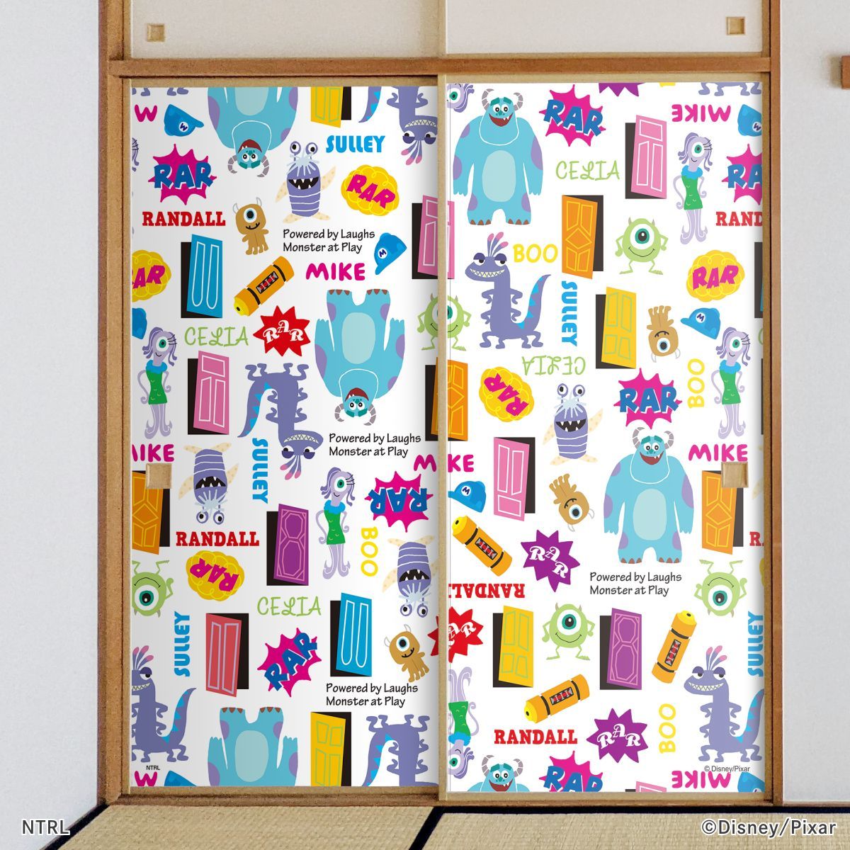 ディズニーキャラクター ピクサー ふすま紙 モンスターズ・インク パターン NTLX-010F 水で貼るタイプ 再湿 襖紙 幅約92cm×長さ約182cm 2枚1組 アサヒペン