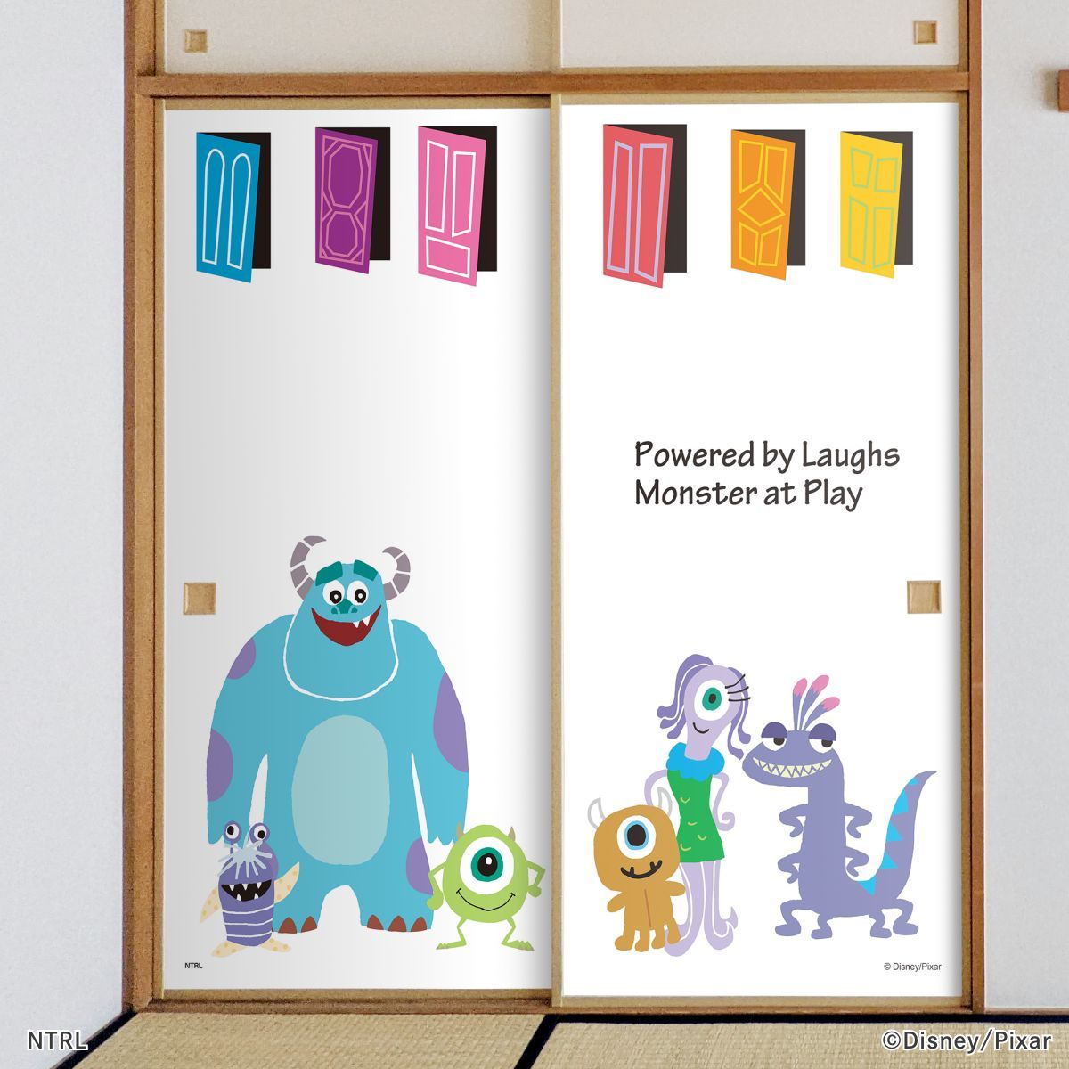 ディズニーキャラクター ピクサー ふすま紙 モンスターズ・インク サリー＆フレンズ NTLX-009F 水で貼るタイプ 再湿 襖紙 幅約92cm×長さ約182cm 2枚1組 アサヒペン