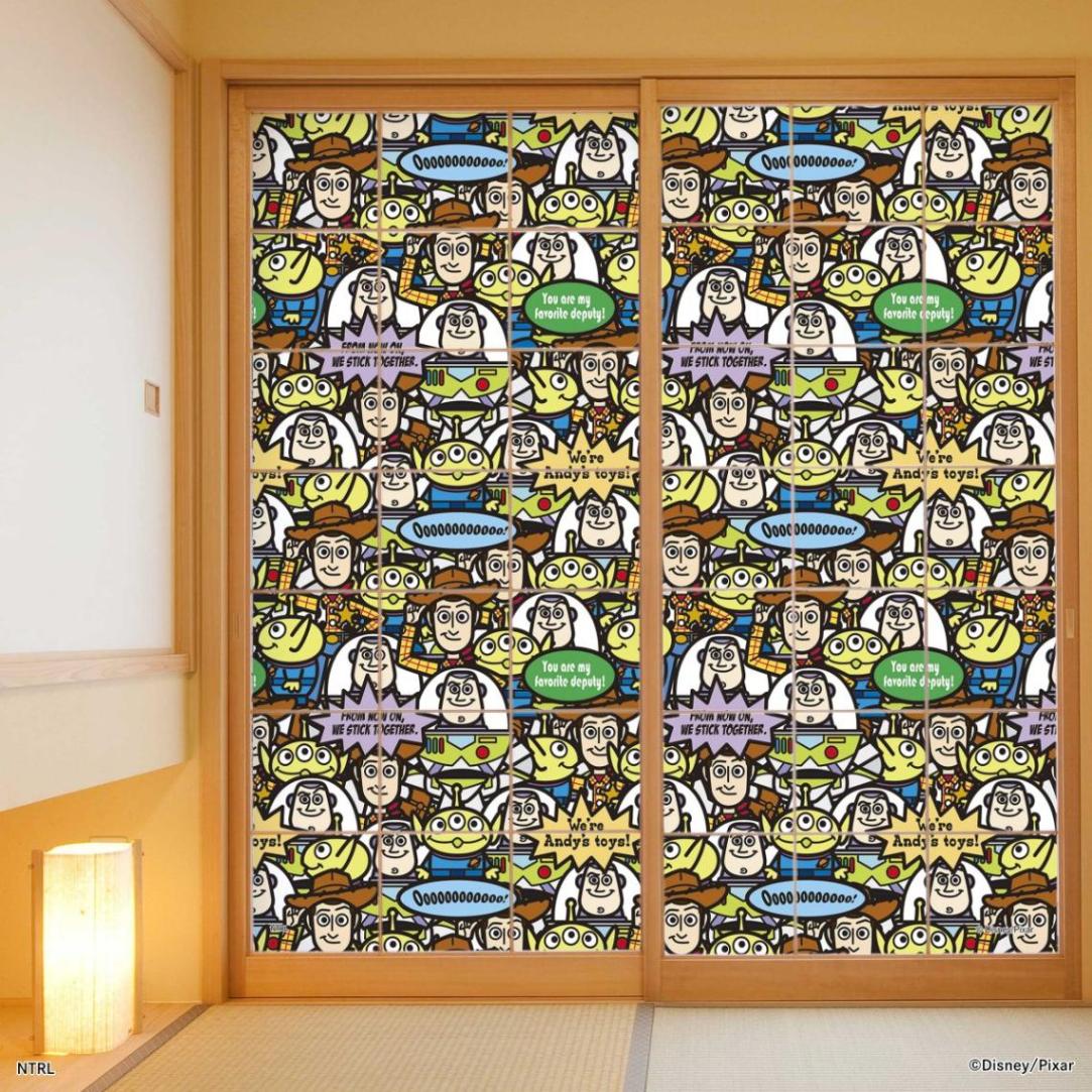 ディズニーキャラクター ピクサー 障子紙 トイ・ストーリー  ウッディ＆バズ＆ リトル・グリーン・メン エイリアン NTLX-008S のりで貼るタイプ 幅約92cm×長さ約182cm 2枚1組 アサヒペン