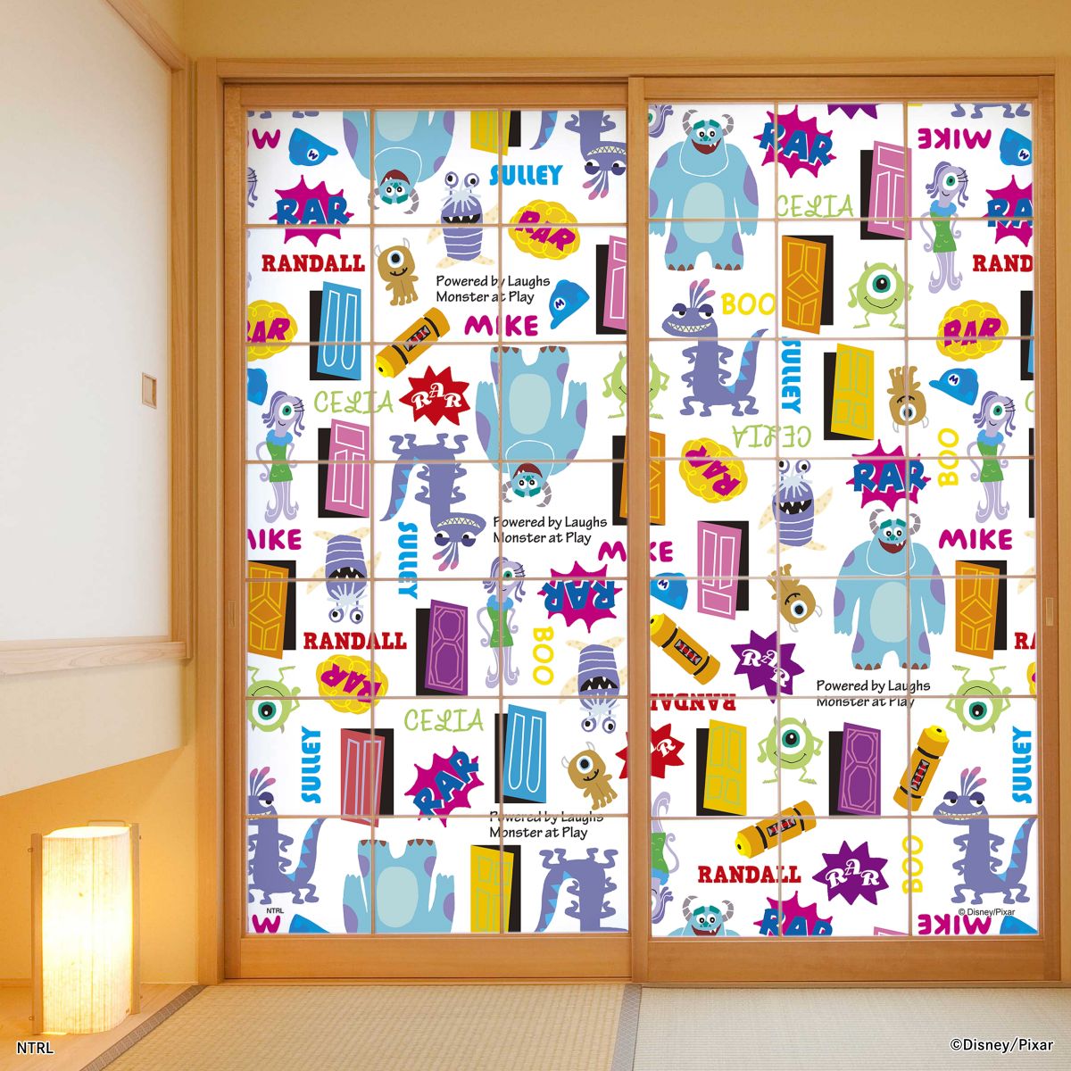 ディズニーキャラクター ピクサー 障子紙 モンスターズ・インク パターン NTLX-010S のりで貼るタイプ 幅約92cm×長さ約182cm 2枚1組 アサヒペン