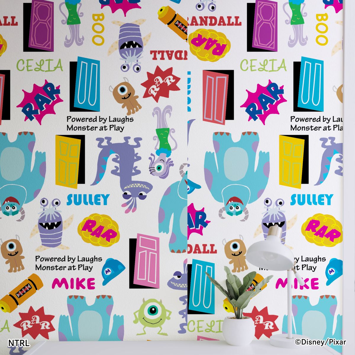 ディズニーキャラクター ピクサー のりなし壁紙 モンスターズ・インク パターン NTLX-010W のり貼りタイプ 幅約97cm×長さ約265cm 1枚入り