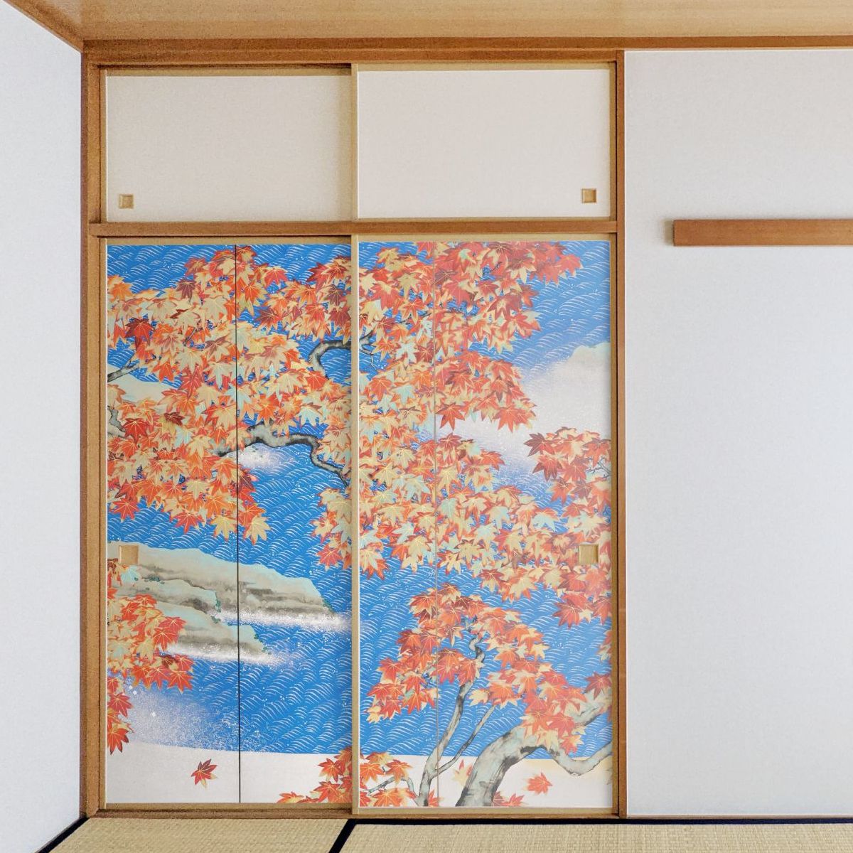 日本の名画 ふすま紙 横山大観 紅葉1 2枚1組 水で貼るタイプ 幅91cm×長さ182cm 襖紙 JYT_007F