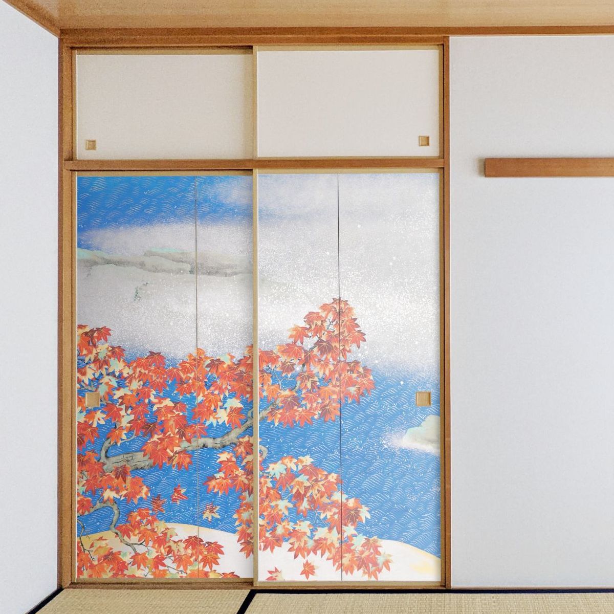 日本の名画 ふすま紙 横山大観 紅葉2 2枚1組 水で貼るタイプ 幅91cm×長さ182cm 襖紙 JYT_008F