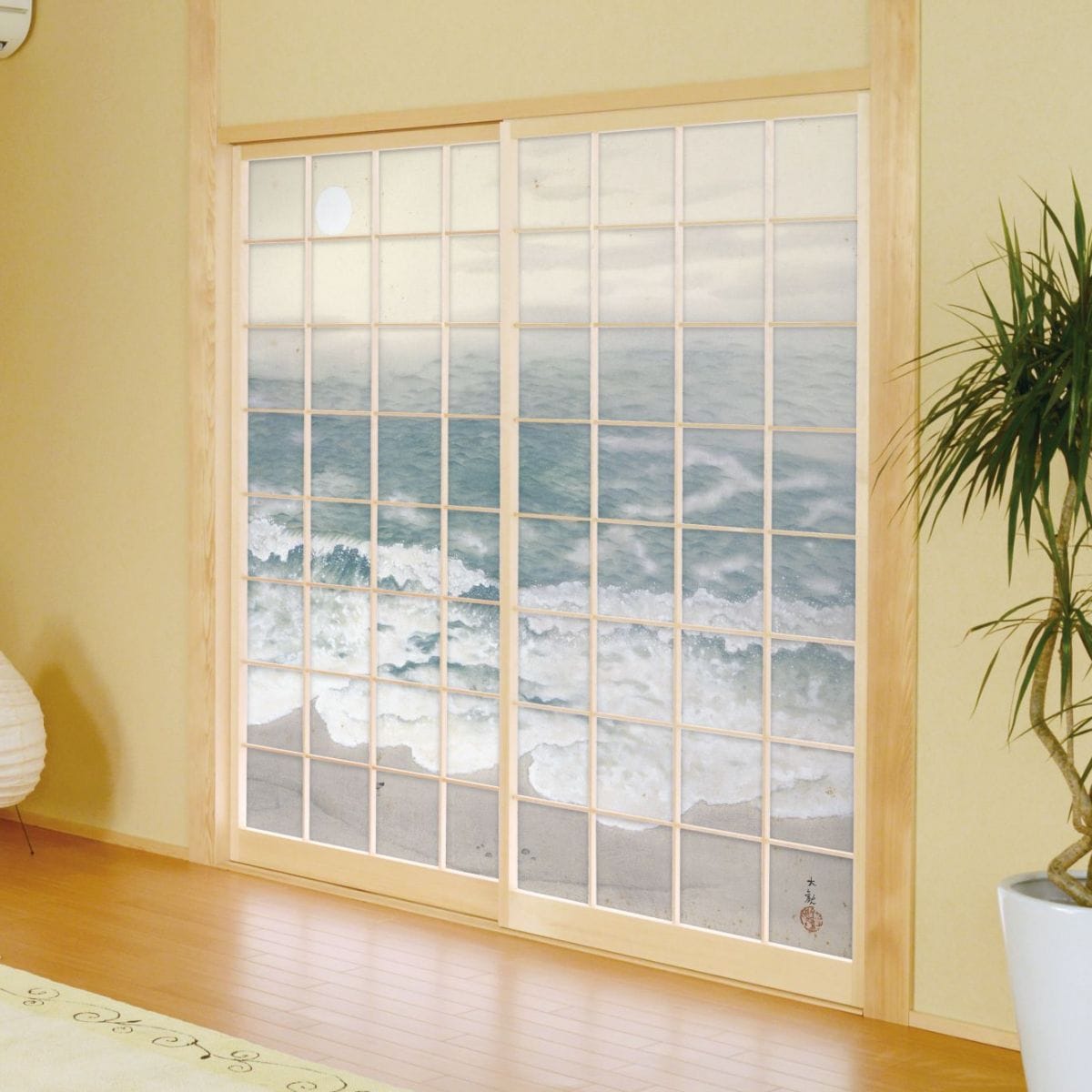 障子紙 和柄 日本の名画 横山大観 海潮四題・秋 2枚1組 のりで貼るタイプ 幅91cm×長さ182cm JYT_005S