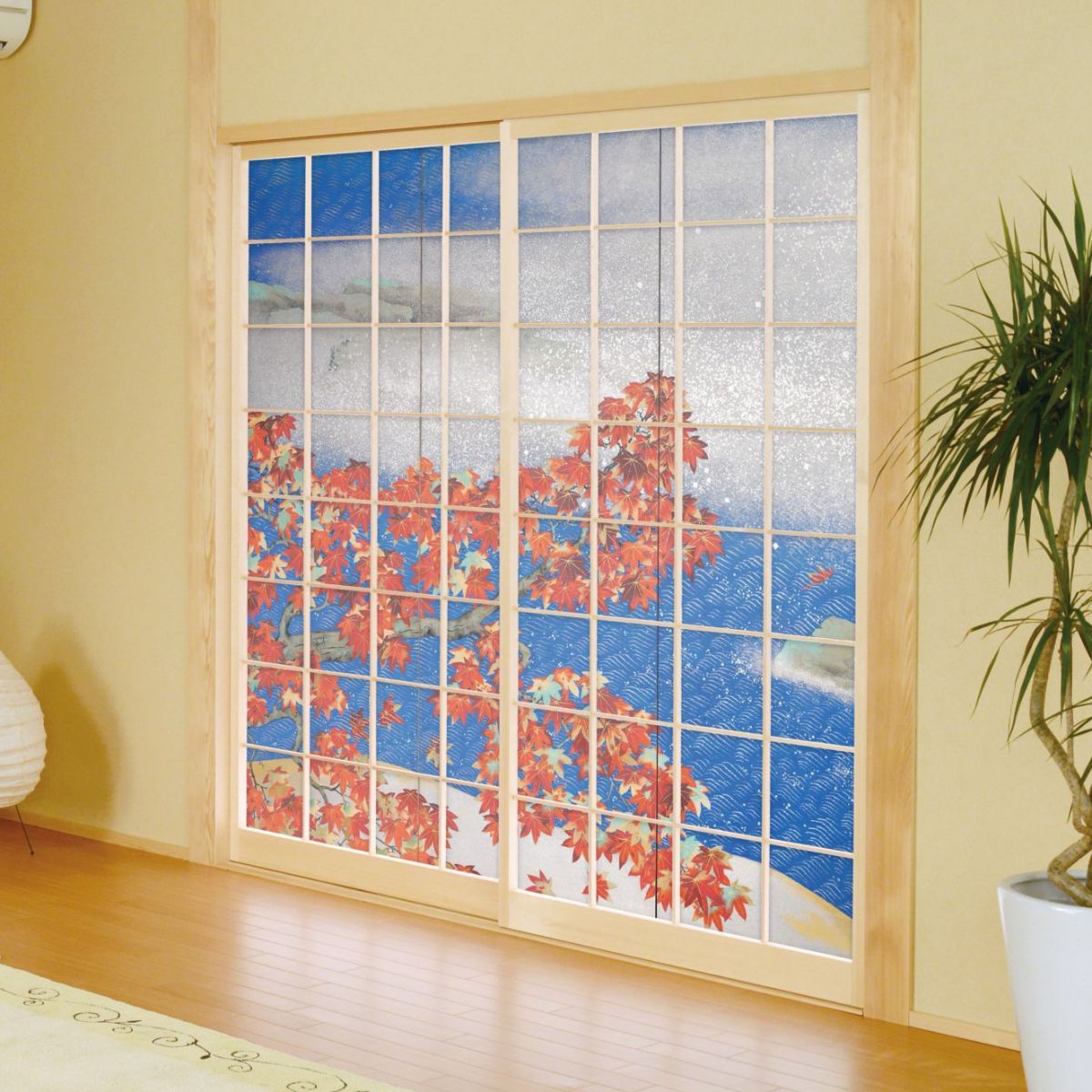 障子紙 和柄 日本の名画 横山大観 紅葉2 2枚1組 のりで貼るタイプ 幅91cm×長さ182cm JYT_008S