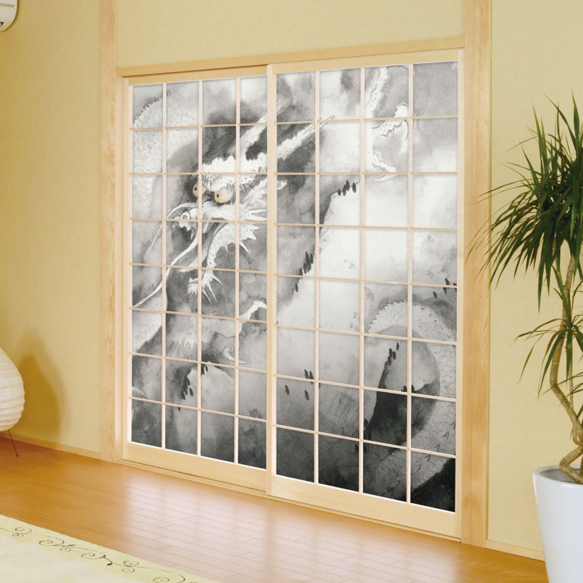 障子紙 和柄 日本の名画 横山大観 龍興而致雲 2枚1組 のりで貼る