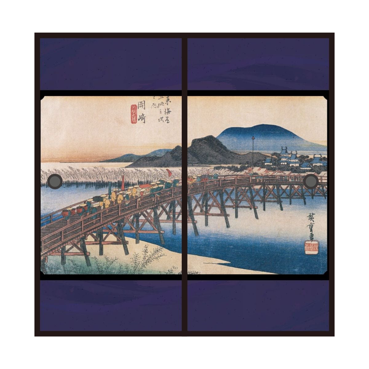 デジタルプリント,日本の名画,浮世絵,歌川広重 東海道五十三次