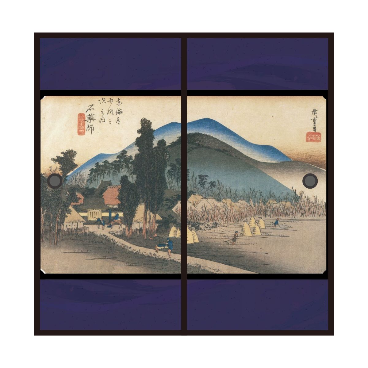 デジタルプリント,日本の名画,浮世絵,歌川広重 東海道五十三次