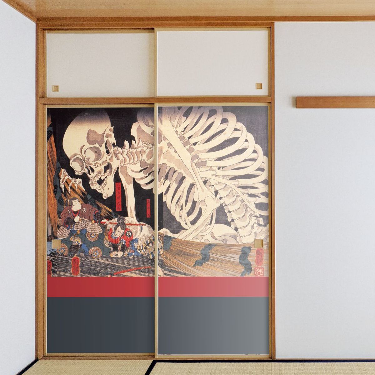 浮世絵 ふすま紙 歌川国芳 相馬の古内裏 2枚1組 水で貼るタイプ 幅91cm×長さ182cm 襖紙 JUK_005F