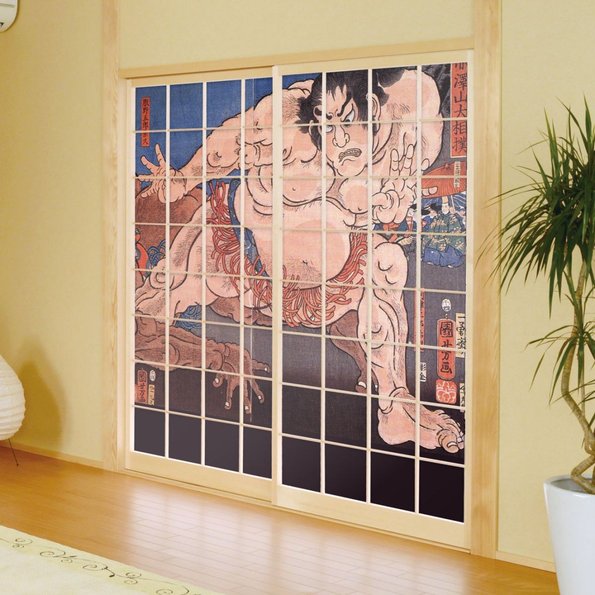 障子紙 和柄 浮世絵 歌川国芳 赤澤山大相撲 2枚1組 のりで貼るタイプ 幅91cm×長さ182cm JUK_008S