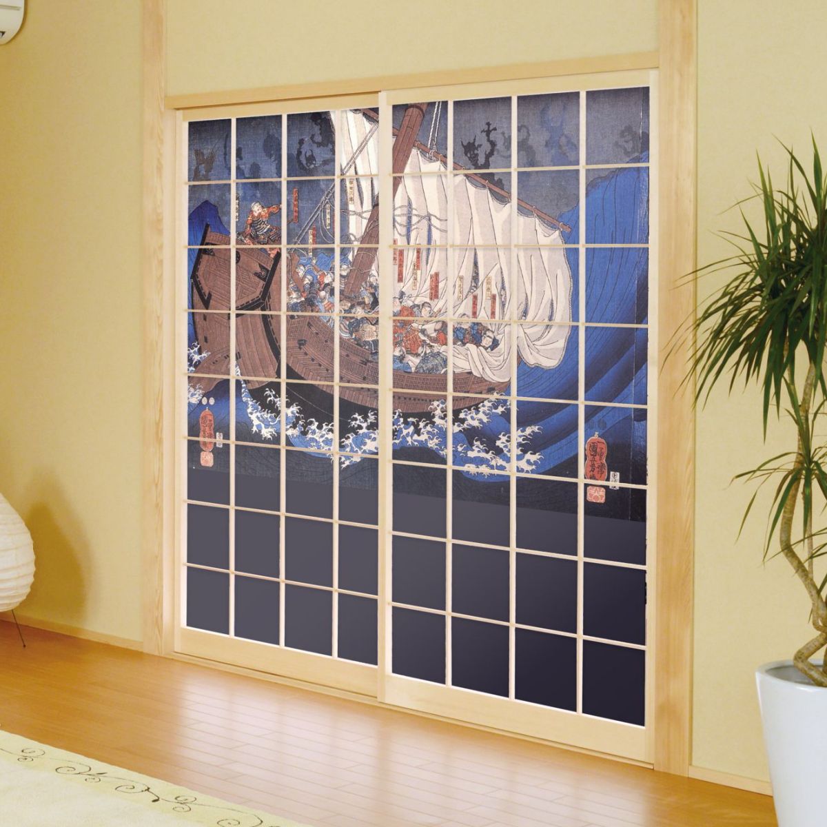 障子紙 和柄 浮世絵 歌川国芳 大物之浦平家の亡霊 2枚1組 のりで貼るタイプ 幅91cm×長さ182cm JUK_007S