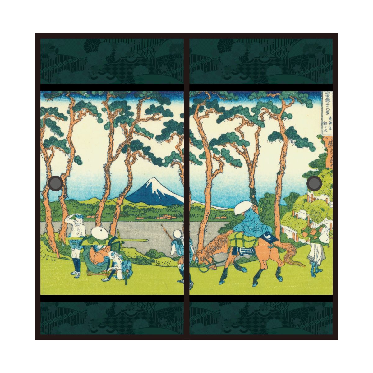 浮世絵 ふすま紙 葛飾 北斎 東海道程ケ谷 2枚1組 水で貼るタイプ 幅91cm×長さ182cm 襖紙 JPK-025F
