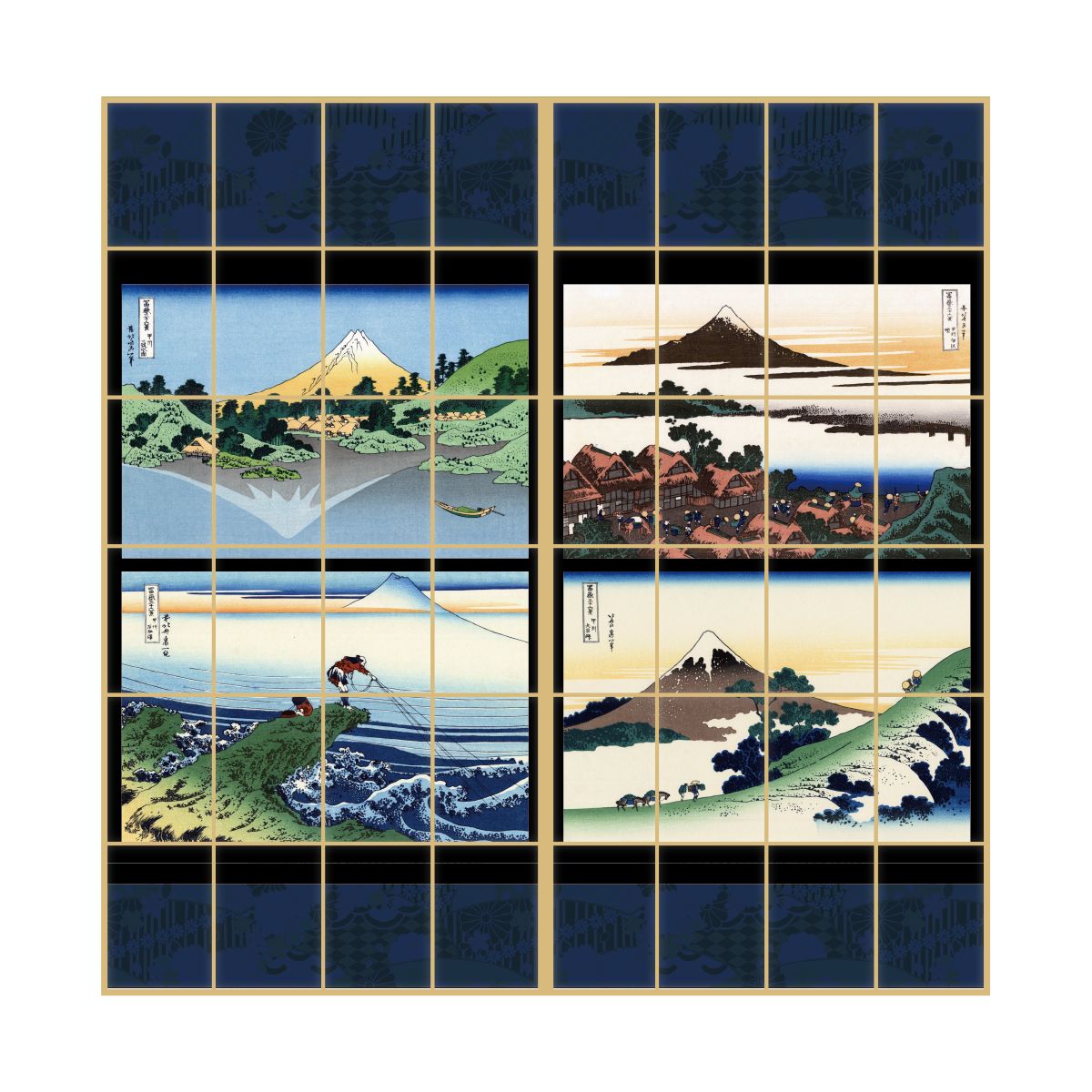 障子紙 和柄 浮世絵 葛飾北斎 甲州 2枚1組 のりで貼るタイプ 幅91cm×長さ182cm JPK-046S
