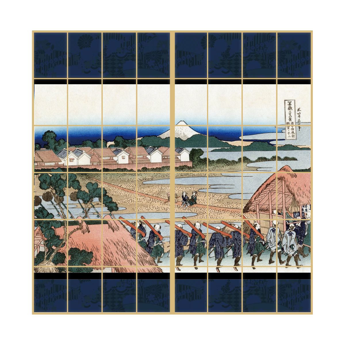 障子紙 和柄 浮世絵 葛飾北斎 従千住花街眺望ノ不二 2枚1組 のりで貼るタイプ 幅91cm×長さ182cm JPK-018S