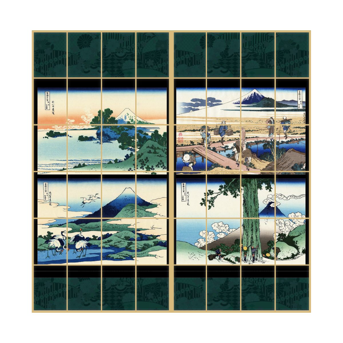 障子紙 和柄 浮世絵 葛飾北斎 相州 2枚1組 のりで貼るタイプ 幅91cm×長さ182cm JPK-047S