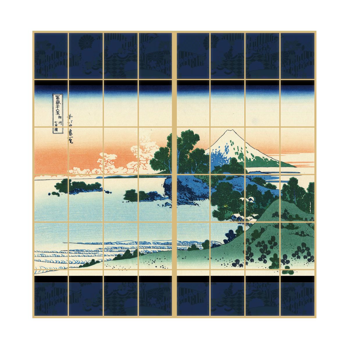 障子紙 和柄 浮世絵 葛飾北斎 相州七里浜 2枚1組 のりで貼るタイプ 幅91cm×長さ182cm JPK-026S