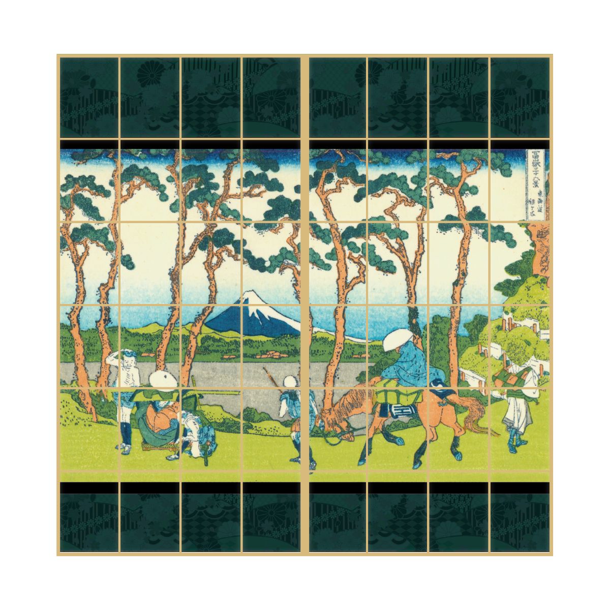 障子紙 和柄 浮世絵 葛飾北斎 東海道程ケ谷 2枚1組 のりで貼るタイプ 幅91cm×長さ182cm JPK-025S