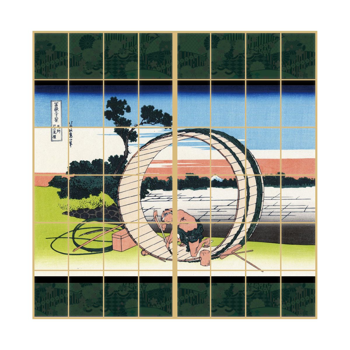 障子紙 和柄 浮世絵 葛飾北斎 尾州不二見原 2枚1組 のりで貼るタイプ 幅91cm×長さ182cm JPK-039S