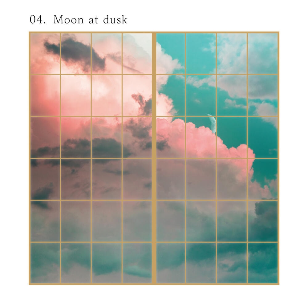 障子 空もよう障子紙 sky-04S Moon at dusk 91cm×182cm 2枚1組 のり貼りタイプ