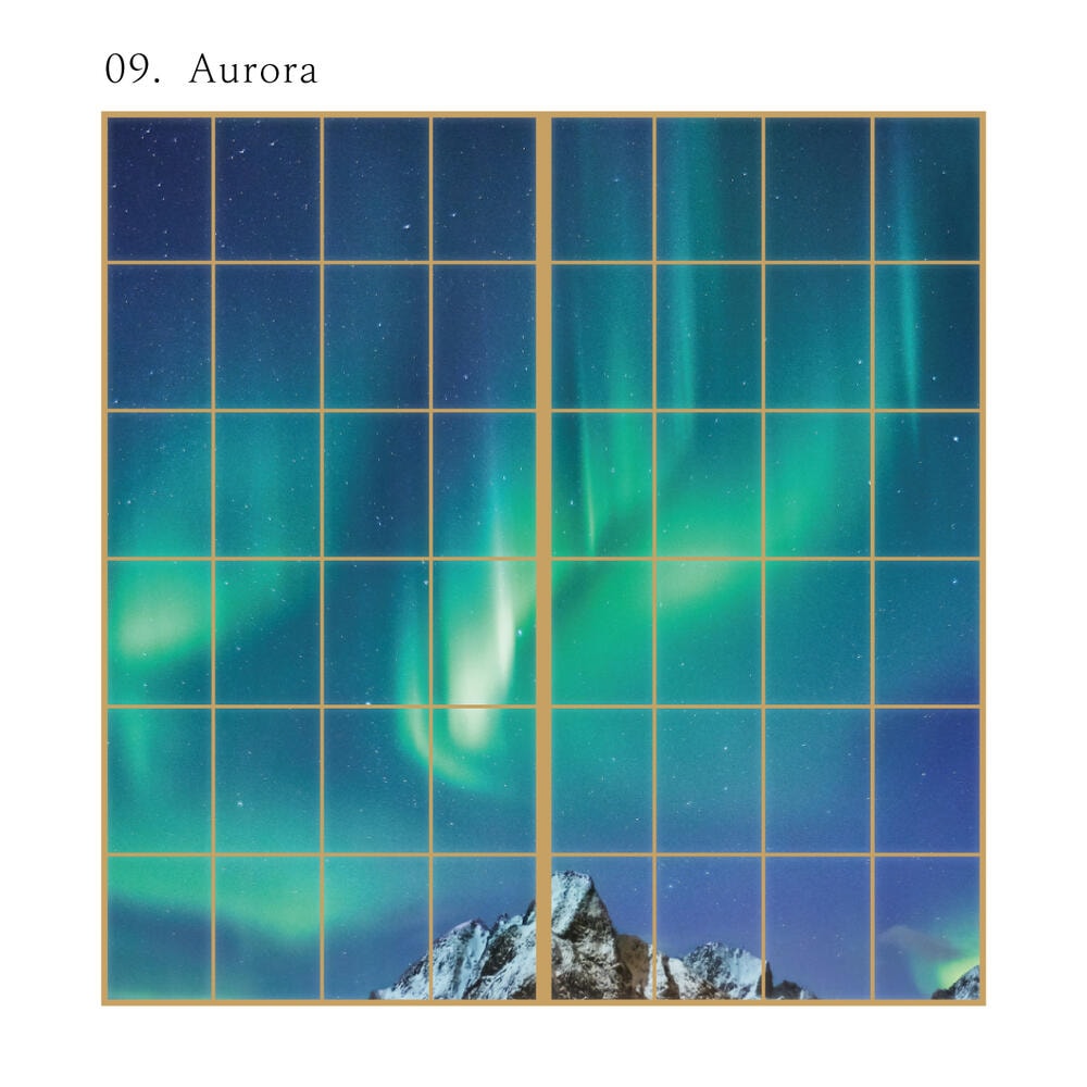 障子 空もよう障子紙 sky-09S Aurora 91cm×182cm 2枚1組 のり貼りタイプ