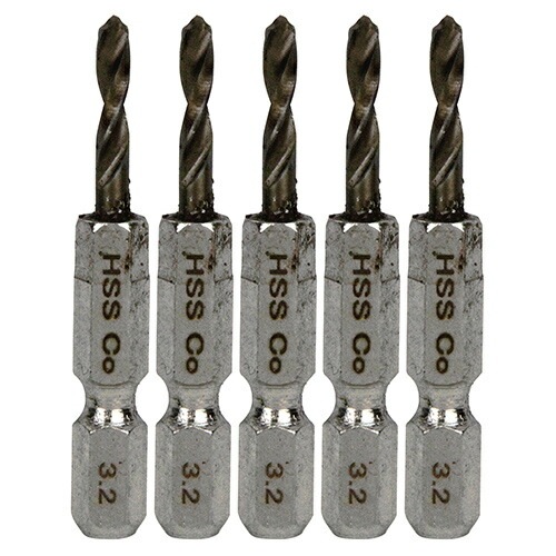 藤原産業 SK11 六角軸コバルトステンレスドリル 極短 (メチャみじ) 3.2mm 5pcs
