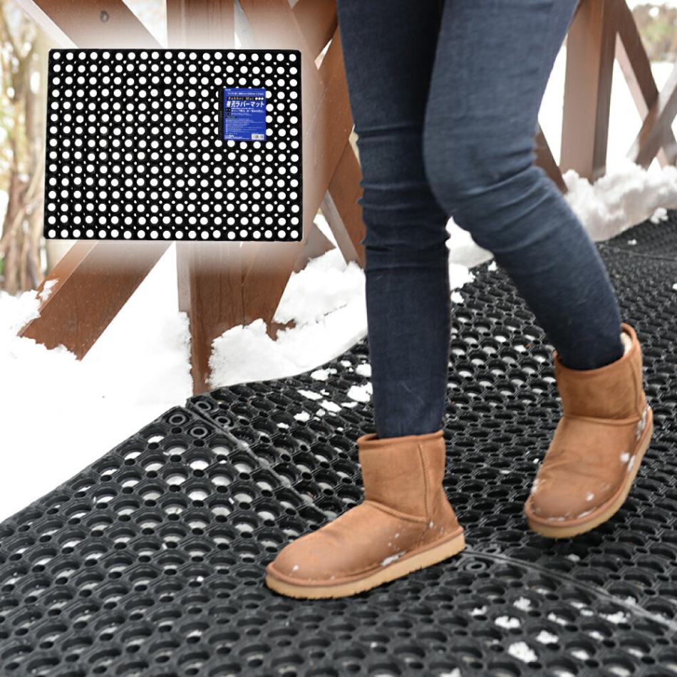 有孔ラバーマット ゴムマット 約60cmｘ80cmｘ2.2cm RM-6080 屋外 駐車場 雪道 通路 庭 滑り止め アサヒペン