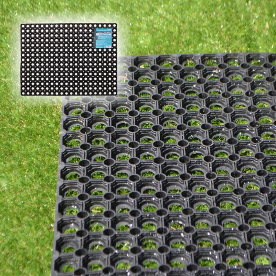 有孔ラバーマットS ゴムマット 約80cmｘ60cmｘ1.6cm RM-6080S 厚み16ｍｍ 屋外 駐車場 雪道 通路 庭 滑り止め アサヒペン