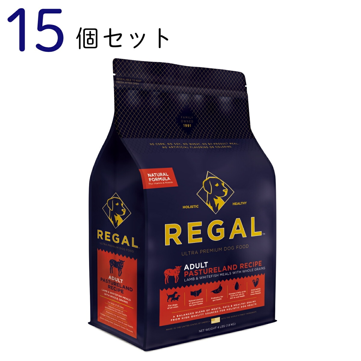 ドッグフード 成犬用 REGAL アダルト パスチャーランドレシピ ラム 1.8kg 15個セット お取り寄せ商品です