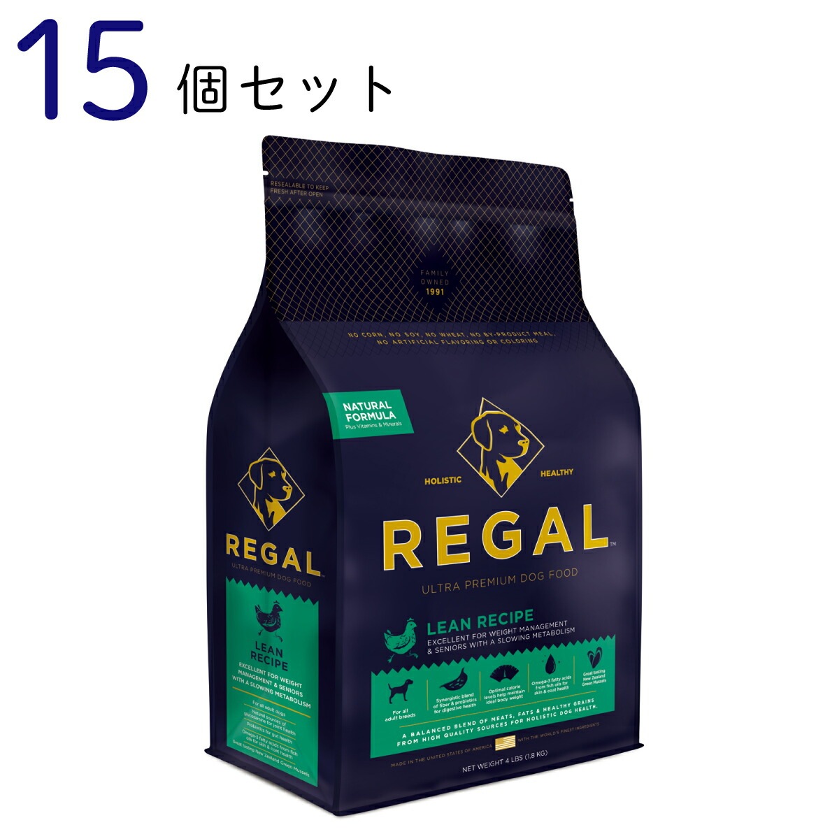 ドッグフード ダイエット シニア 犬用 REGAL リーンレシピ 1.8kg 15個セット お取り寄せ商品です 肥満改善
