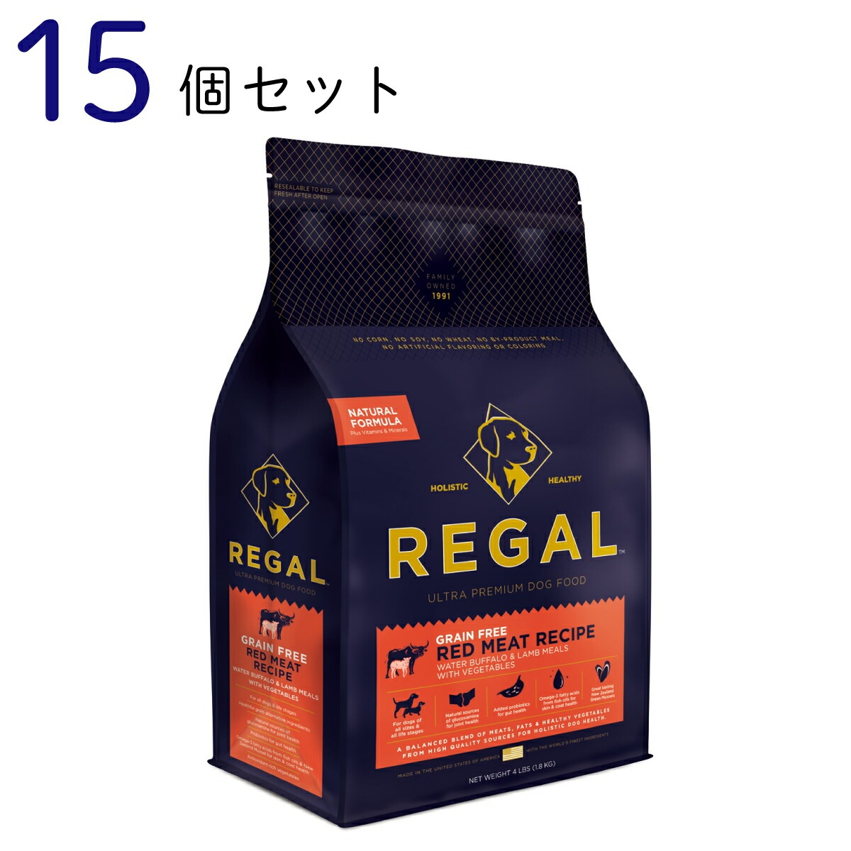 ドッグフード アレルギー対策 REGAL グレインフリー レッドミートレシピ バッファロー 1.8kg 15個セット お取り寄せ商品です 犬用 成犬 幼犬 老犬