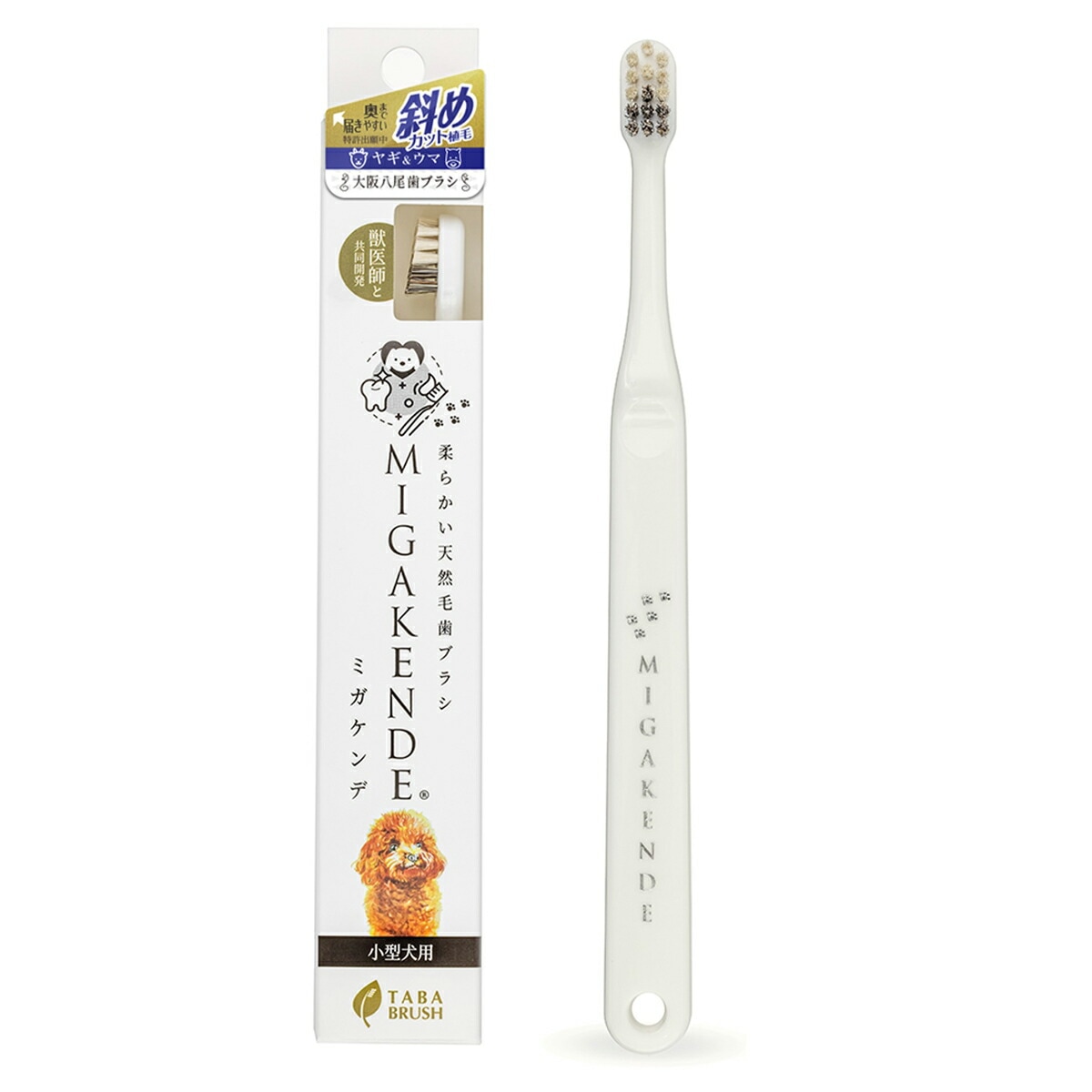小型犬用歯ブラシ 天然毛歯ブラシミガケンデ MIGAKENDE 斜めカット植毛
