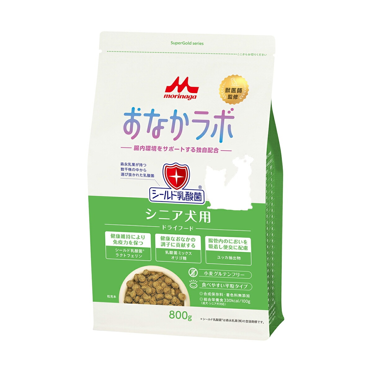 森乳サンワールド スーパーゴールド おなかラボ シニア犬用 内容量：800g