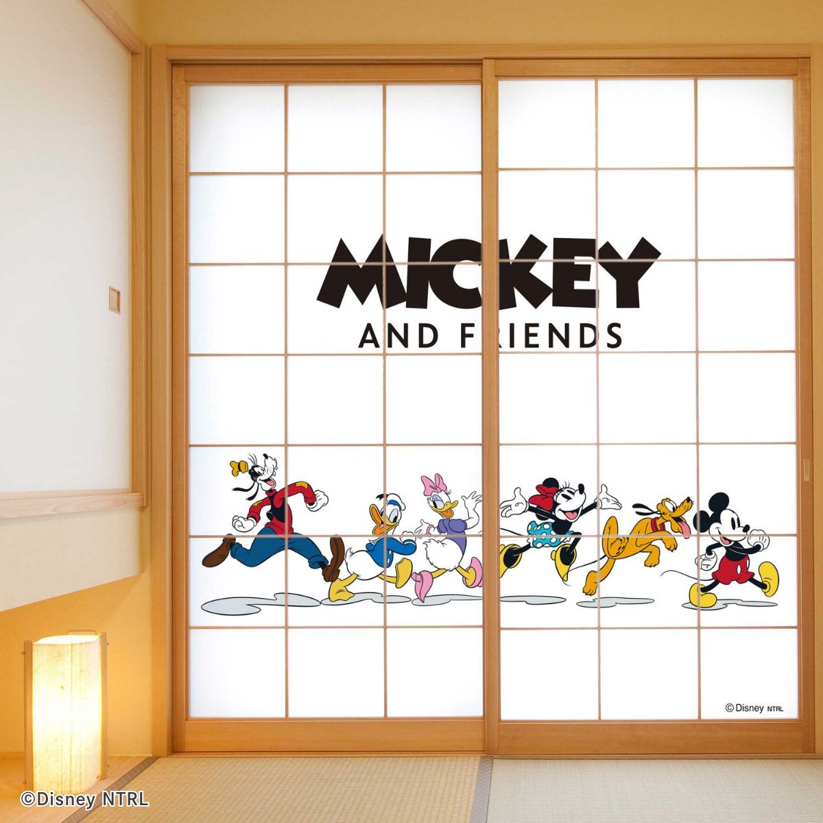ディズニーキャラクター 障子紙 ミッキー＆フレンズ NTLD-037S のりで貼るタイプ 幅約92cm×長さ約182cm 2枚1組 アサヒペン