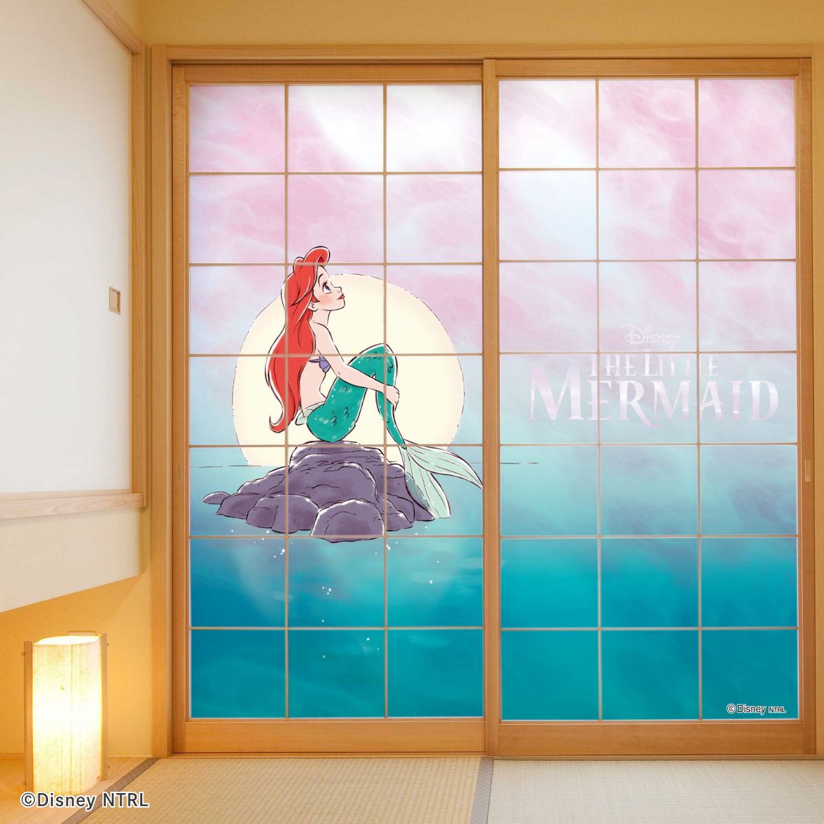 ディズニーキャラクター 障子紙 ディズニープリンセス リトル・マーメイド マジックアワー NTLD-039S のりで貼るタイプ 幅約92cm×長さ約182cm 2枚1組 アサヒペン