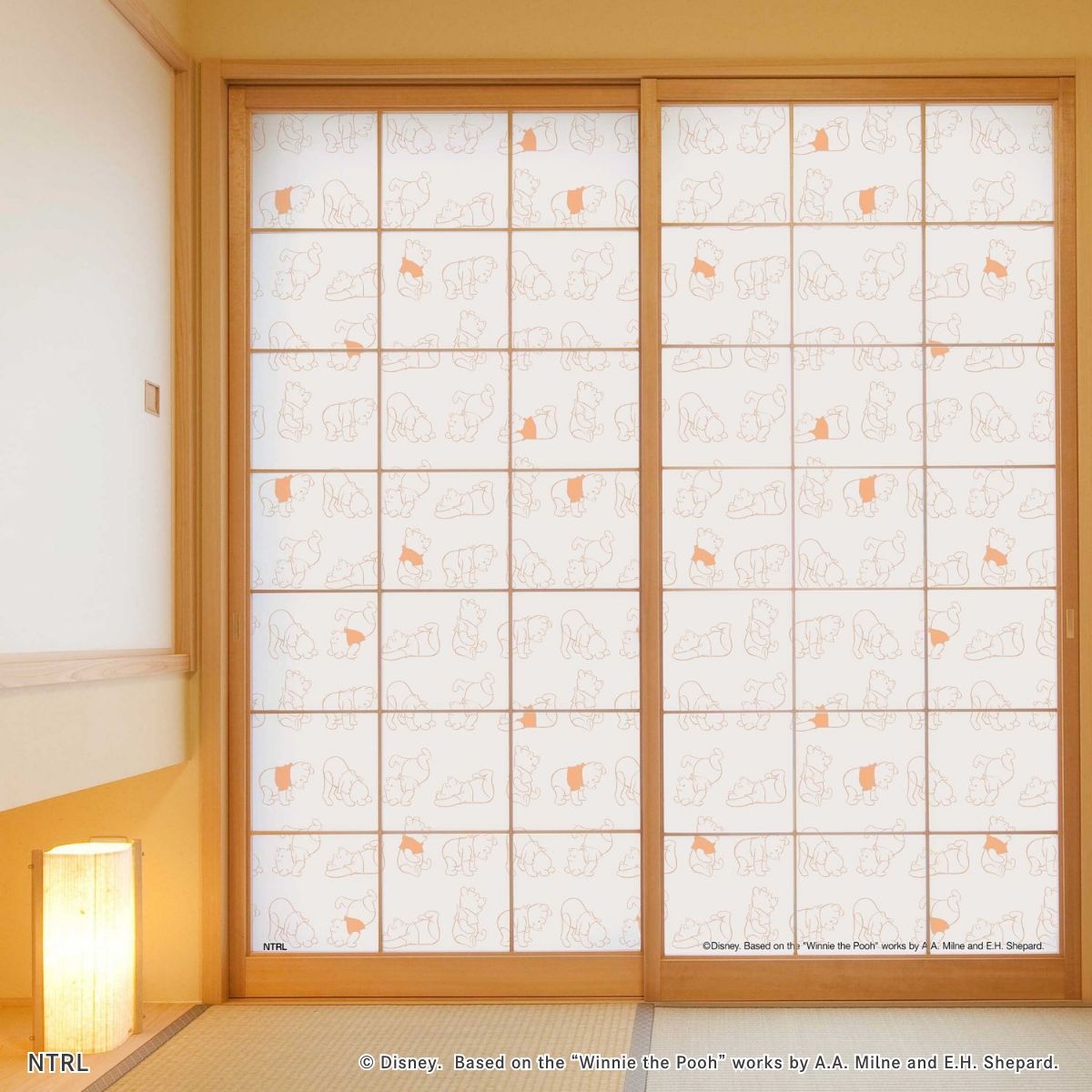 くまのプーさん ディズニーキャラクター 障子紙 コロコロ総柄 NTLD-049S のりで貼るタイプ 幅約92cm×長さ約182cm 2枚1組 アサヒペン