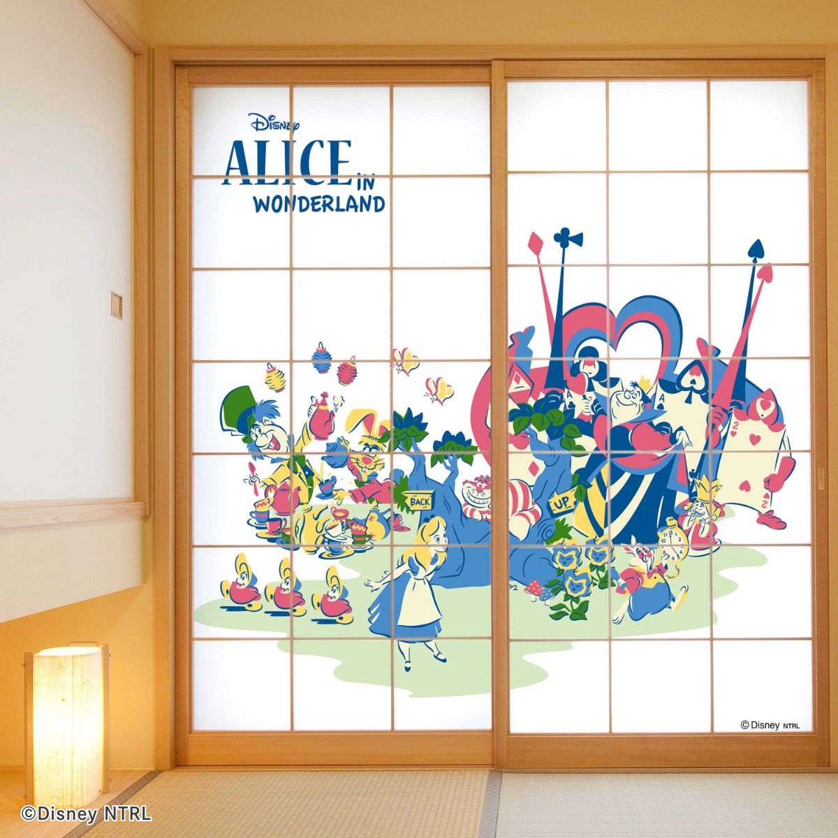 ディズニーキャラクター 障子紙 ふしぎの国のアリス アリスとふしぎの国の住人 NTLD-053S のりで貼るタイプ 幅約92cm×長さ約182cm 2枚1組 アサヒペン