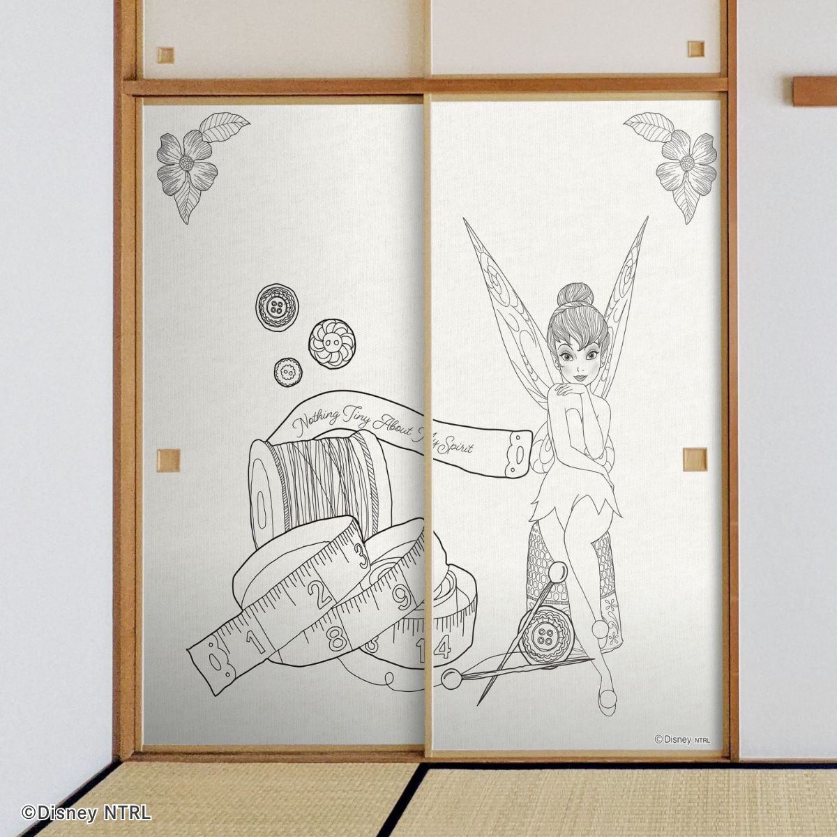 ディズニーキャラクター ふすま紙 ティンカー・ベル NTLD-044F 水で貼るタイプ 再湿 襖紙 幅約92cm×長さ約182cm 2枚1組 アサヒペン