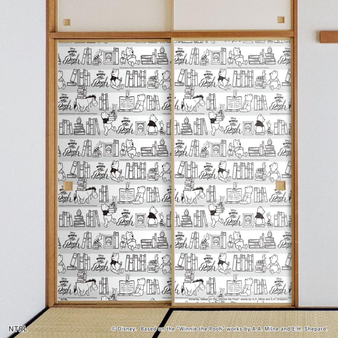 くまのプーさん ディズニーキャラクター ふすま紙 ブックス総柄 NTLD-046F 水で貼るタイプ 再湿 襖紙 幅約92cm×長さ約182cm 2枚1組 アサヒペン