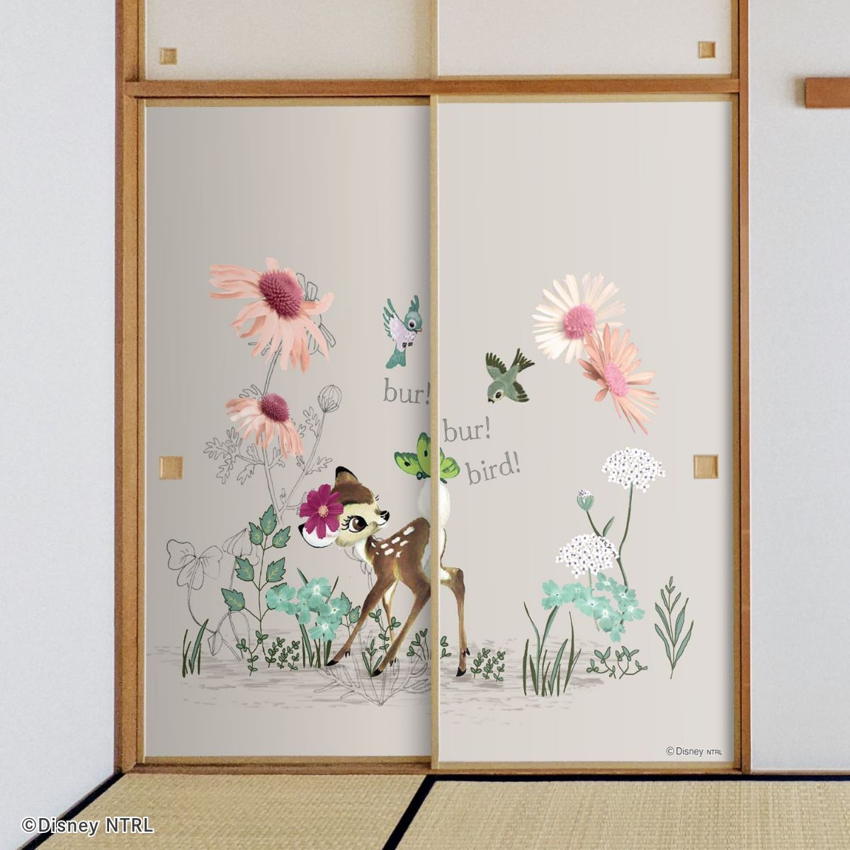 バンビ ディズニーキャラクター ふすま紙 NTLD-050F 水で貼るタイプ 再湿 襖紙 幅約92cm×長さ約182cm 2枚1組 アサヒペン