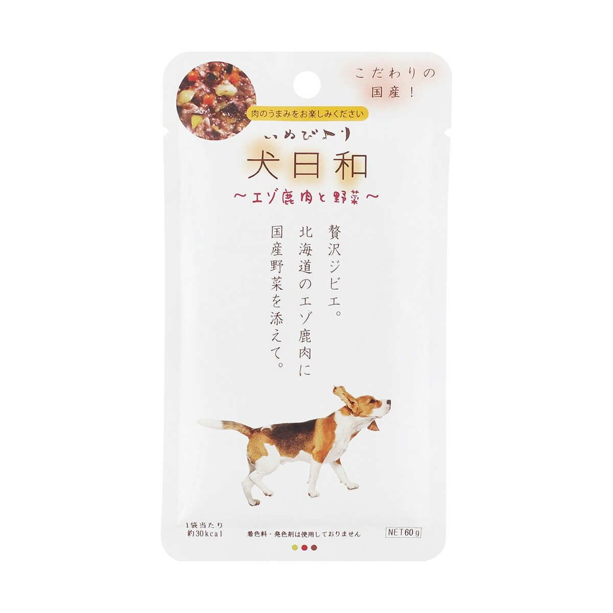 犬日和レトルト エゾ鹿肉と野菜 こだわりの国産 60g わんわん ドッグフード 犬用フード ペットフード 日本製 ペット用品 ペット