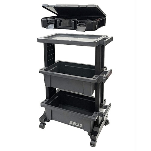 藤原産業 SK11 ツールワゴン (上段テーブル型) & パーツストッカーセット STW-T490PS