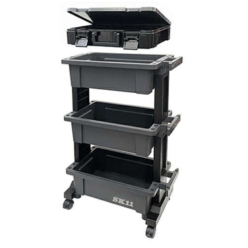 藤原産業 SK11 ツールワゴン (全段ボックス型) & パーツストッカーセット STW-B490PS