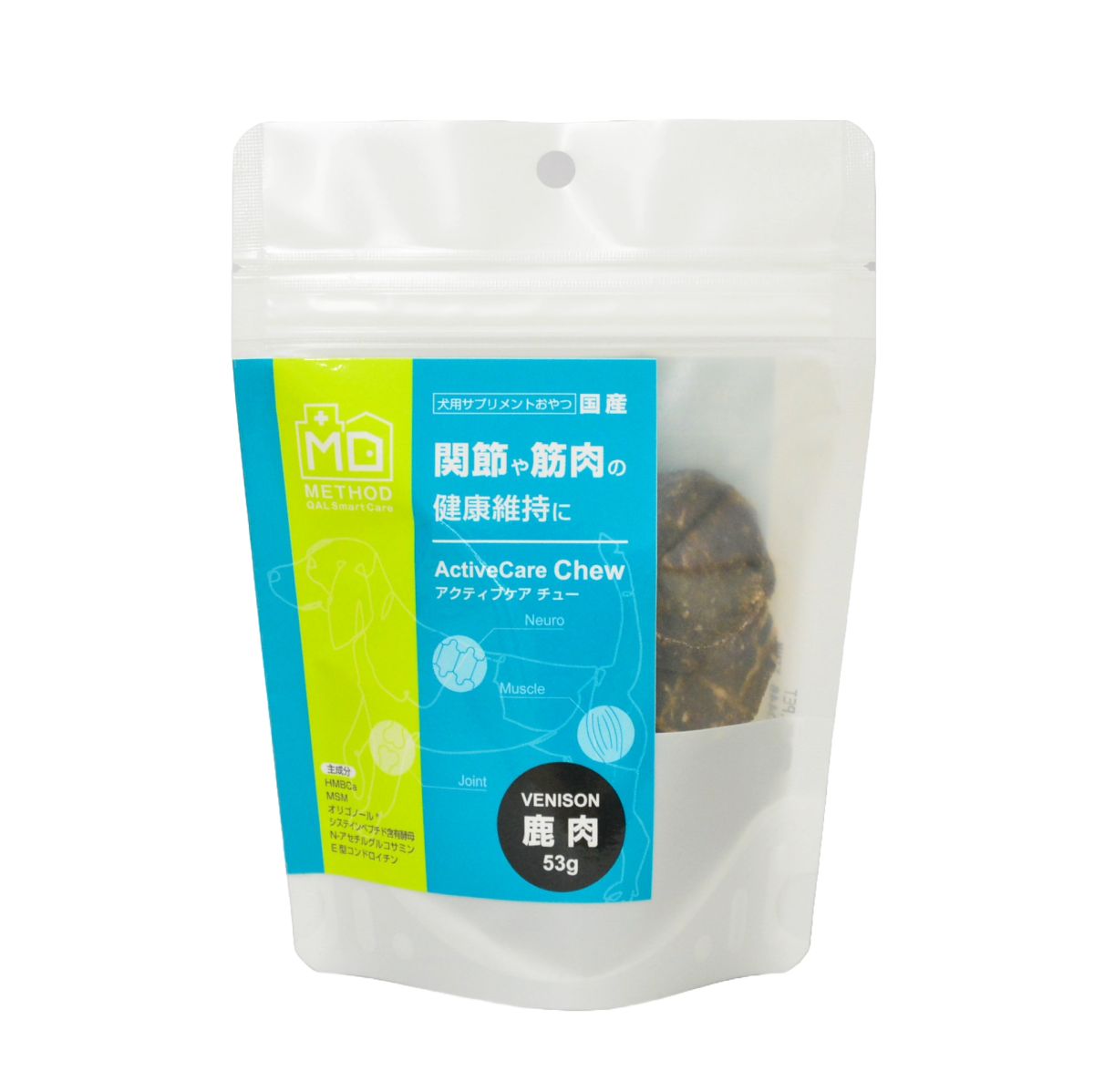 メソッドドッグ アクティブケアチュー 鹿肉 内容量：14枚 犬用