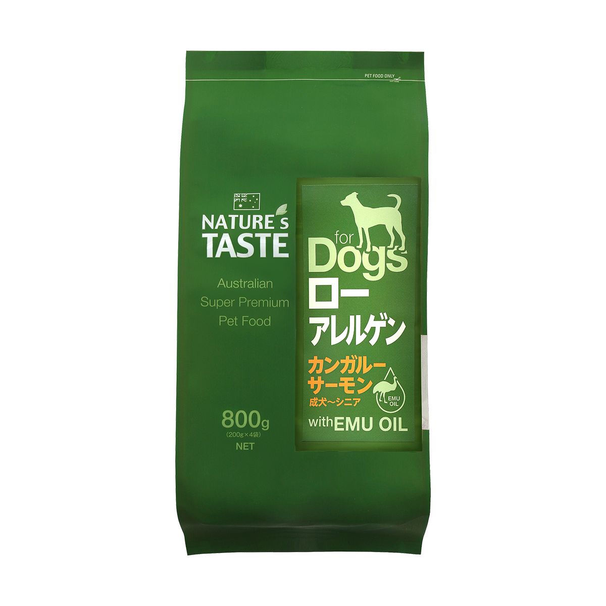ドッグフード 犬用ドライフード ネイチャーズテイスト NATURE'S TASTE for Dogs ローアレルゲン カンガルー＆サーモン 内容量：800g (200g×4袋) 成犬～シニア向け ペット用品 ペット
