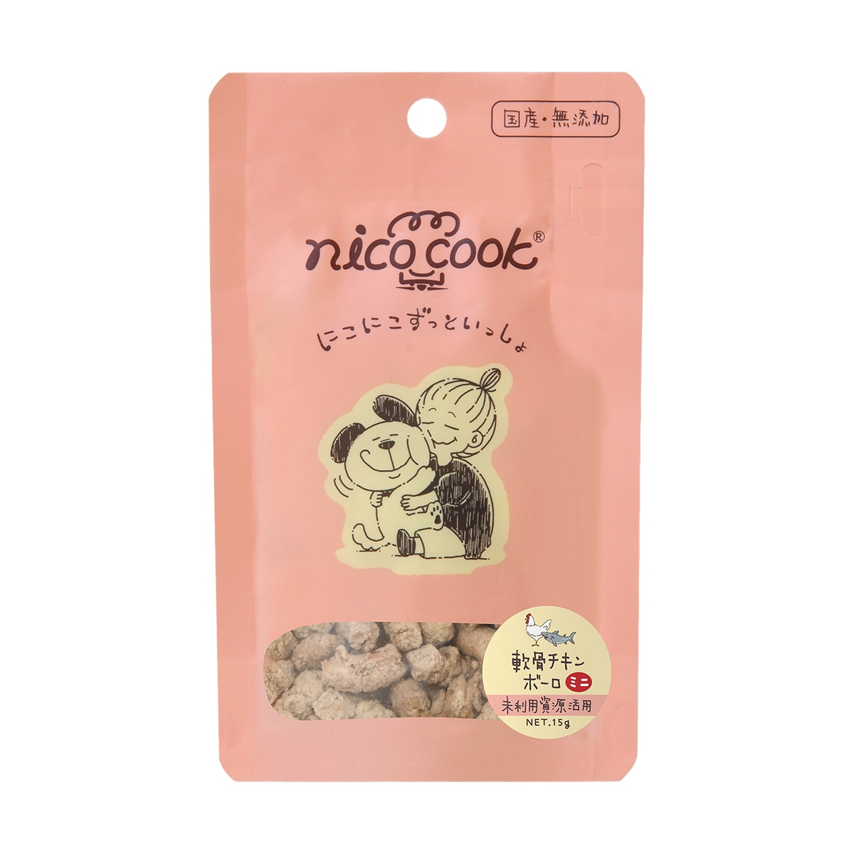 nico cook ニコクック 国産軟骨チキンボーロ ミニ 犬猫兼用 内容量 15g 犬猫用おやつ パウチタイプ コンドロイチン グルコサミン 関節の健康維持