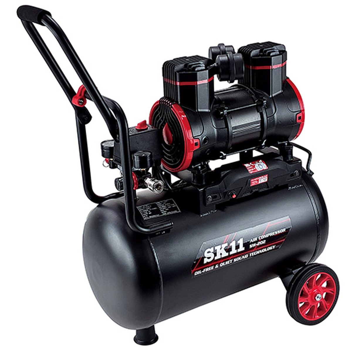 藤原産業 SK11 オイルレスエアコンプレッサー SW-202 SW-L35LPF-01 エアーコンプレッサー 静音 オイルフリー
