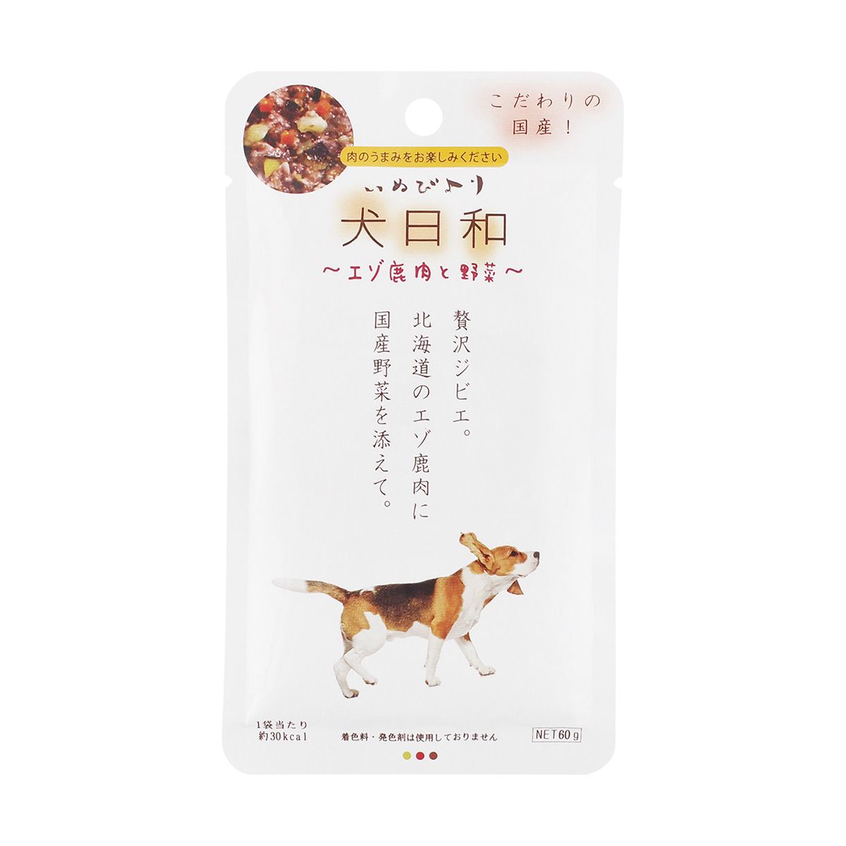 犬日和レトルト エゾ鹿肉と野菜 こだわりの国産 60g わんわん ドッグフード 犬用フード ペットフード 日本製 ペット用品 ペット